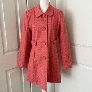 Vintage 80s/90s Chapter One Coral Brocade Coat - Bold Elegance in Size Large